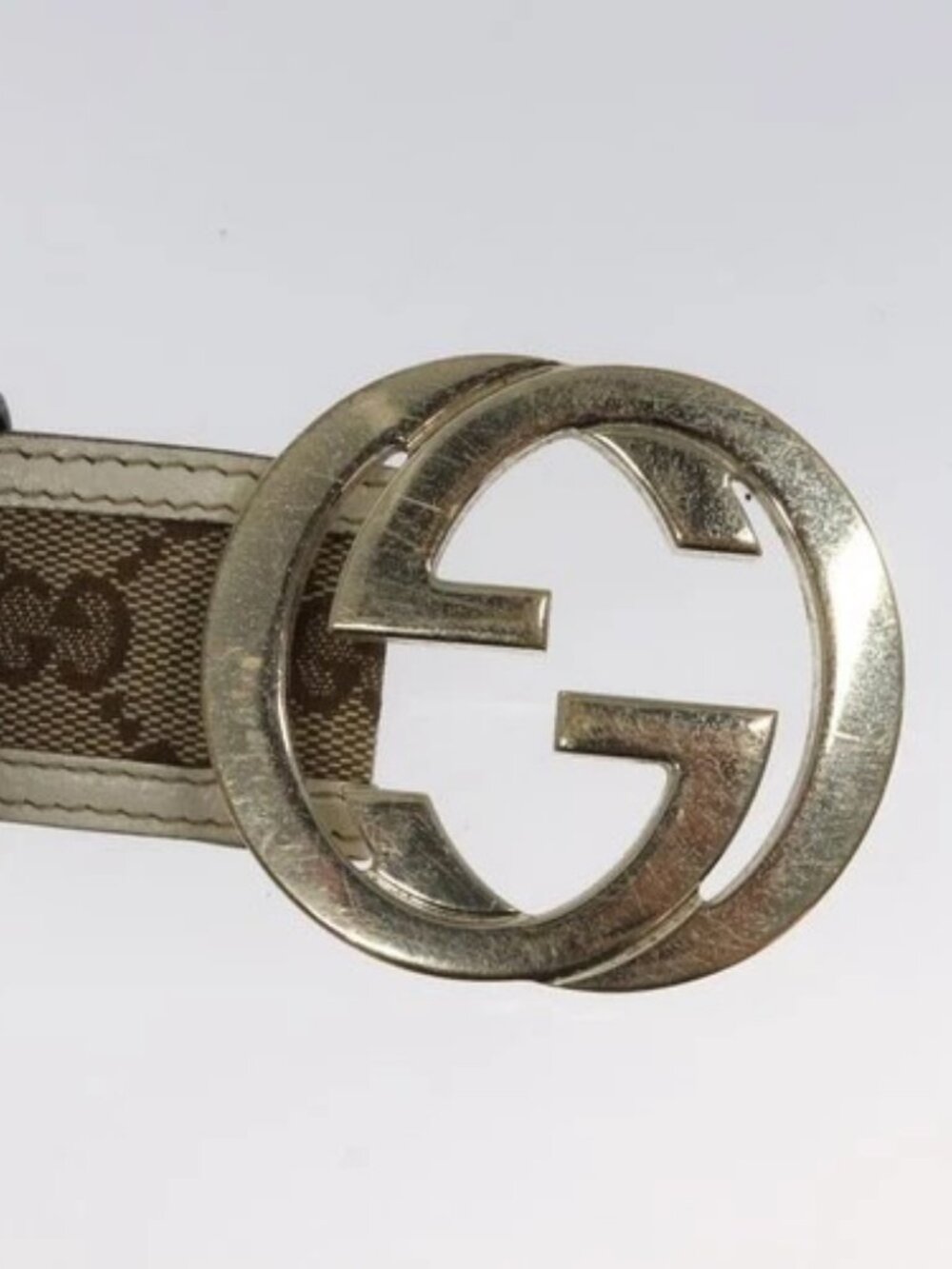 GUCCI GG Canvas Belt 35.4" Beige 114876 Auth hk2325 - Picture 6 of 10